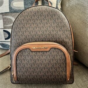 Michael Kors Signature Brown and Tan Backpack